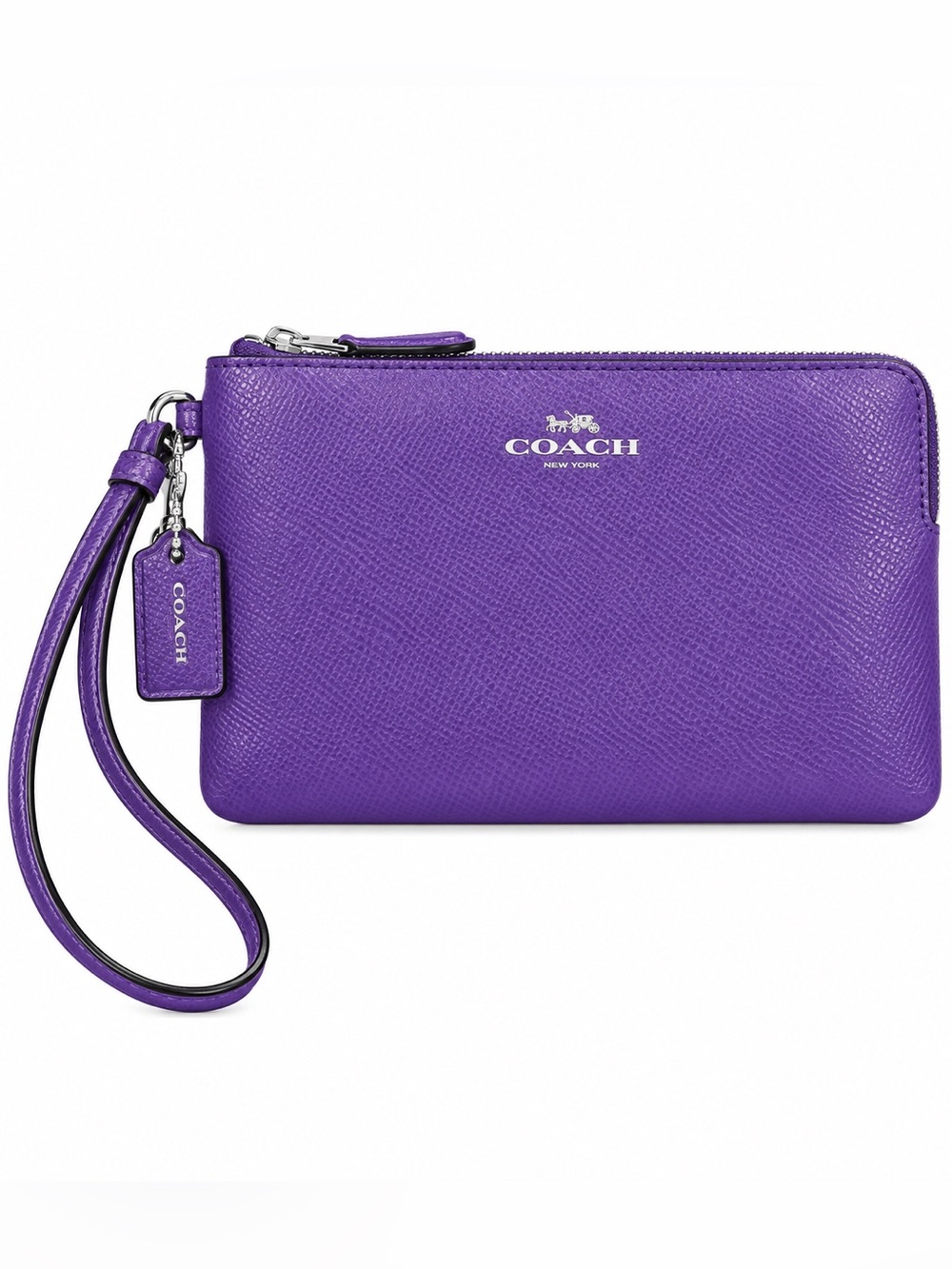 Coach Purple Leather Wristlet with Wrist Strap